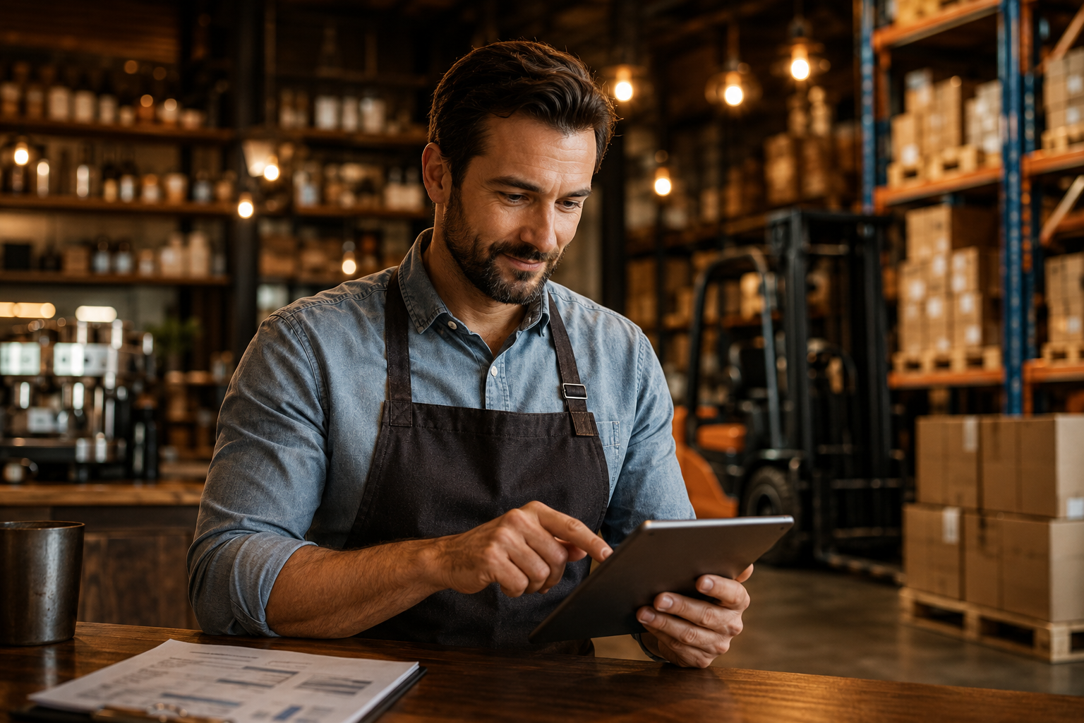 Business owner managing cash flow operations